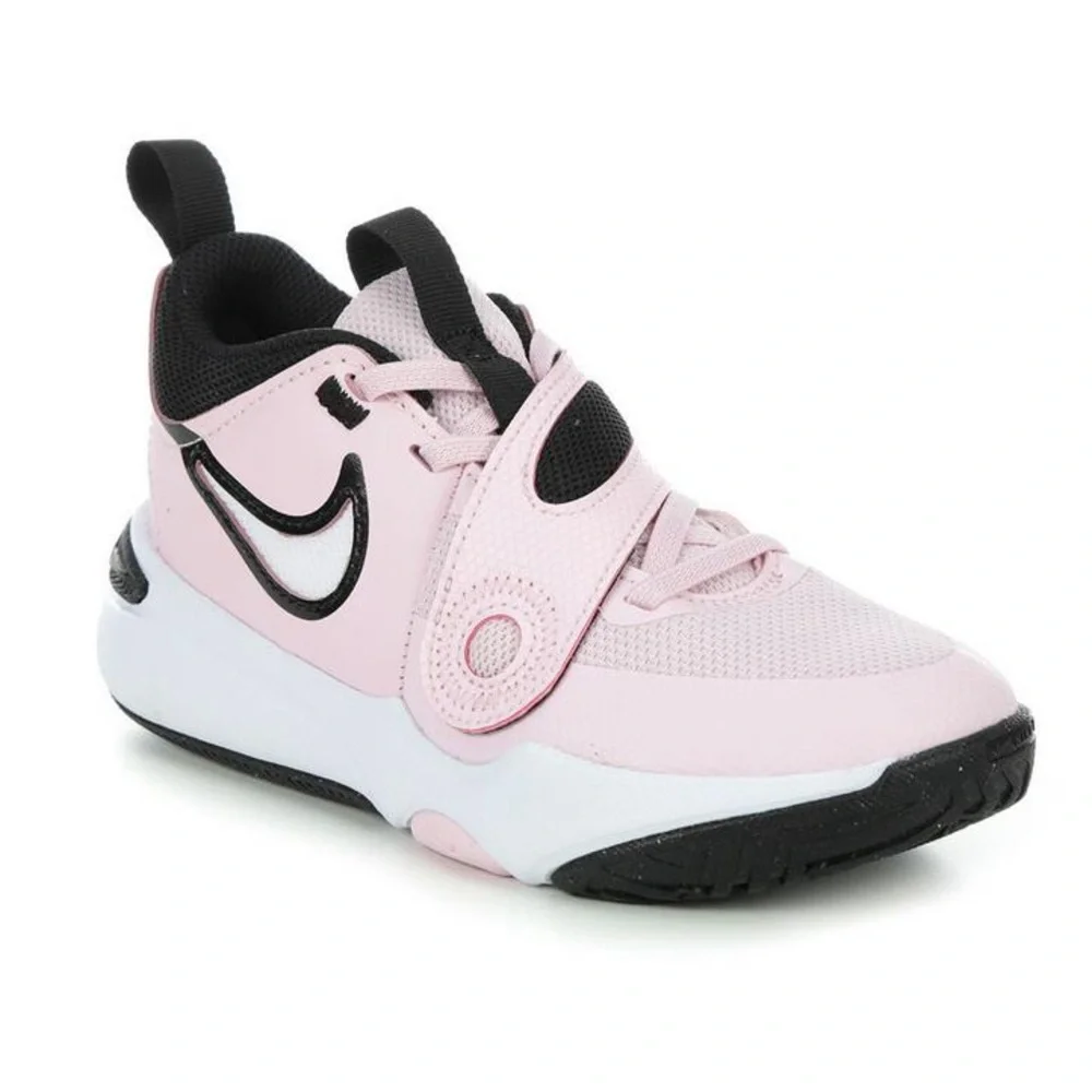 Nike team hustle d11 girls light pink basketball shoes size 2‎ and knee pads